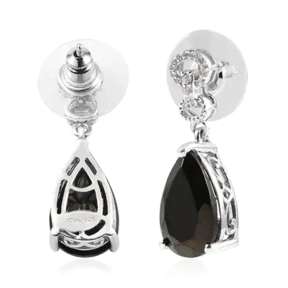 Elite Shungite & Natural White Zircon Dangling Earrings. - Picture 6 of 7